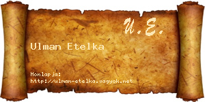 Ulman Etelka névjegykártya